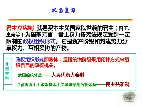 高中历史必修1《近代西方资本主义政治制度的确立与发展第8课 美国联邦政府的建...》637人教PPT课件