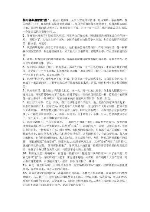 描写暴风雨的好段