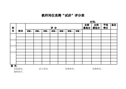 教师应聘讲课评分表