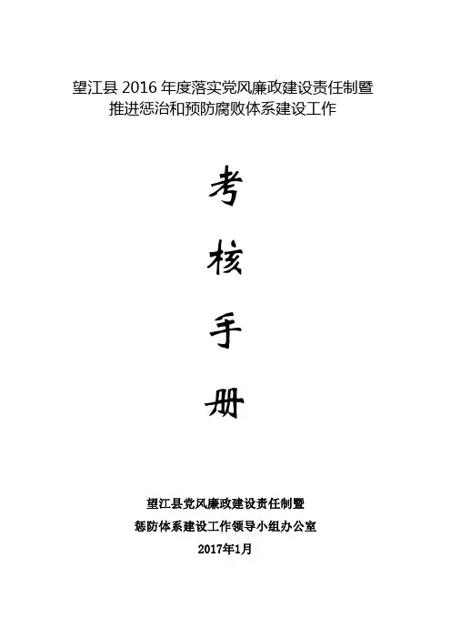 望江县2016年度落实党风廉政建设责任制暨