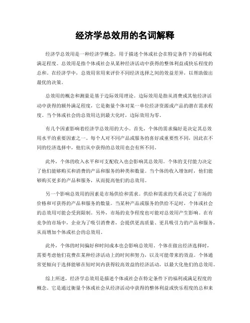 经济学总效用的名词解释