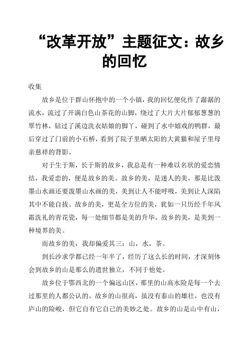 “改革开放”主题征文：故乡的回忆
