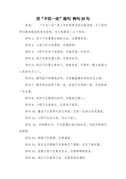 用“不仅…还”造句 例句20句