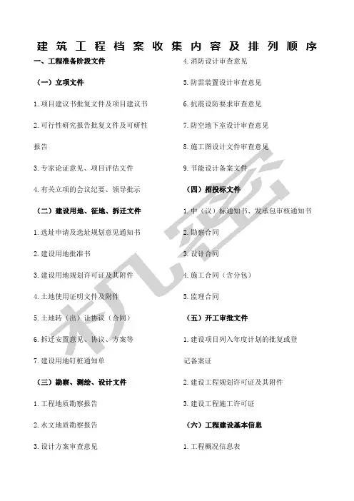 建筑工程档案收集内容及排列顺序 2