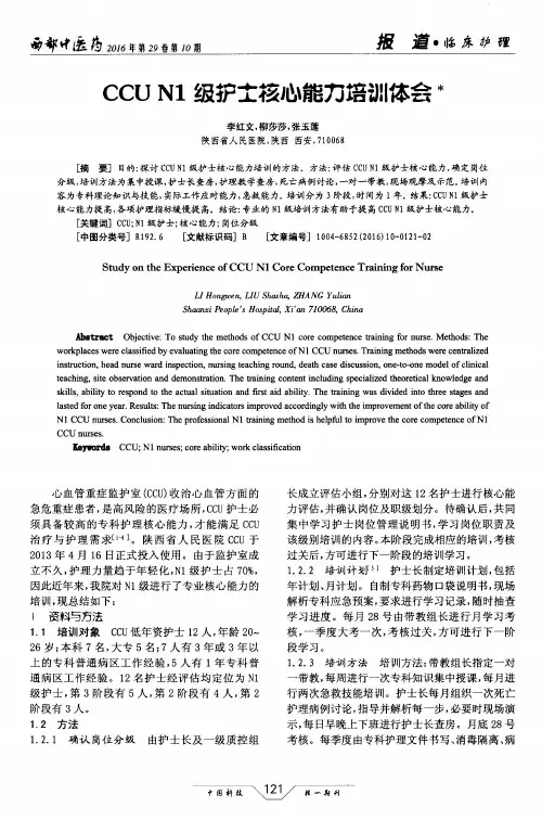 CCU N1级护士核心能力培训体会