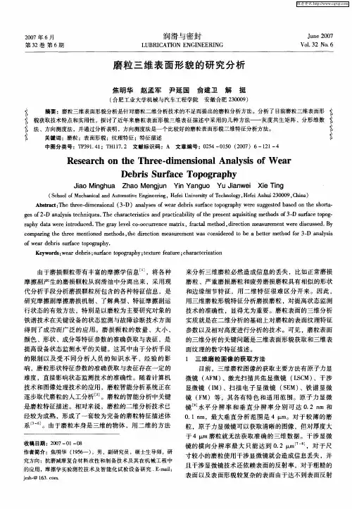 磨粒三维表面形貌的研究分析