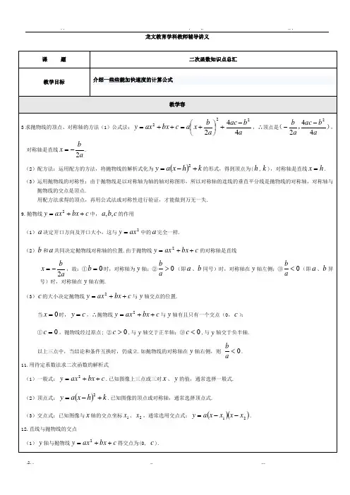 二次函数经典解题技巧