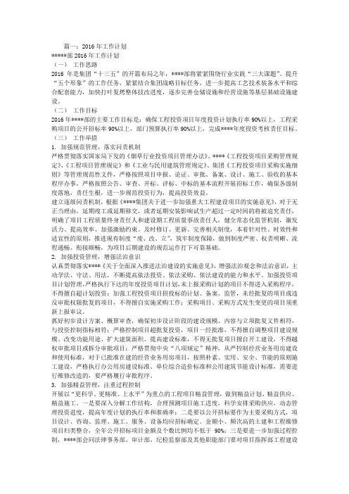2016年的工作计划