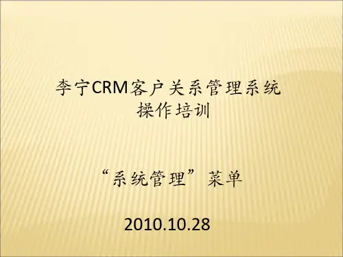 CRM系统管理-培训20101028