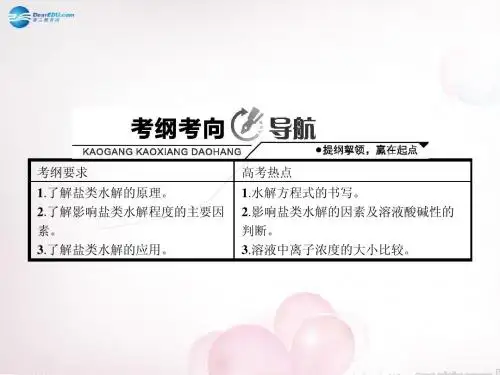 【志鸿优化设计】2015届高考化学一轮复习 8.3 盐类的水解讲解课件 鲁科版