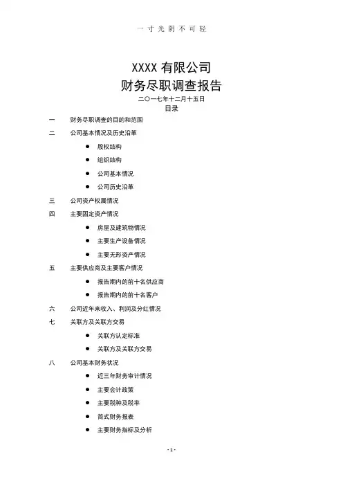 财务尽调报告(模版).doc