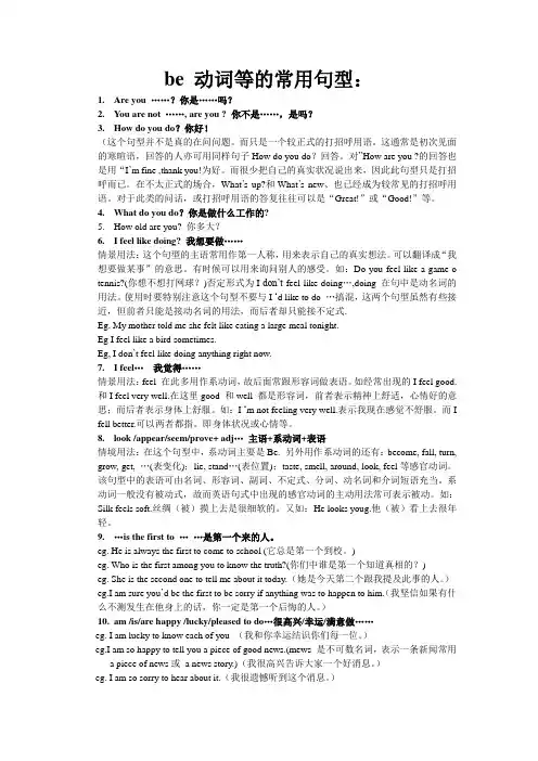 Be 动词的常用句型