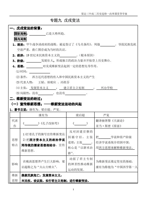 戊戌变法知识结构