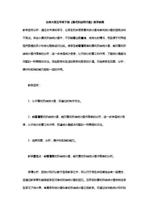 北师大版五年级下册《复式折线统计图》数学教案