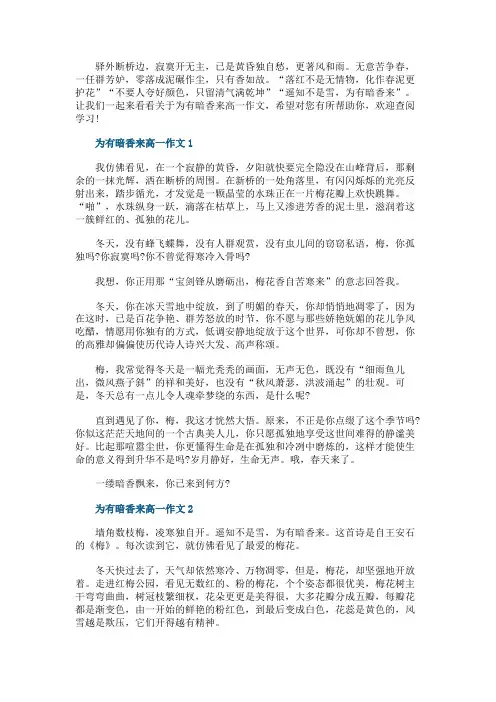 为有暗香来高一作文