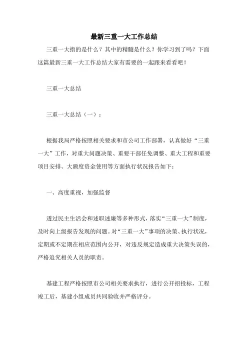 最新三重一大工作总结