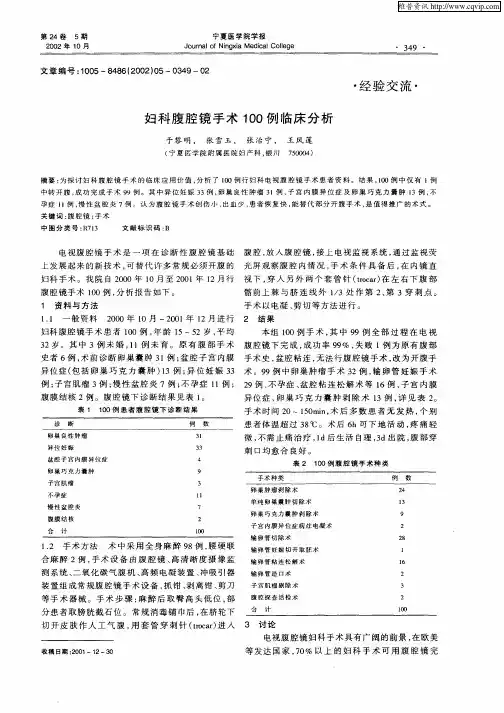 妇科腹腔镜手术100例临床分析