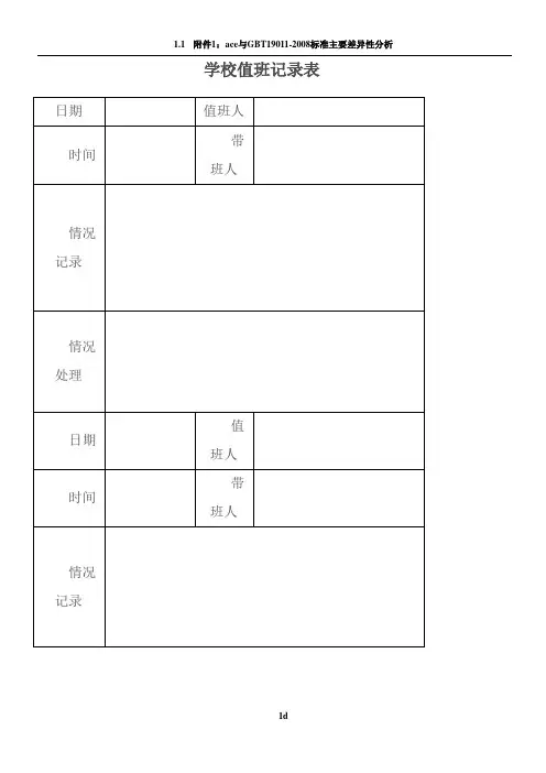 学校值班记录表 4