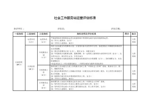社会工作服务站运营评估标准