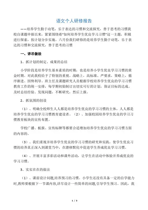 个人校本研修报告