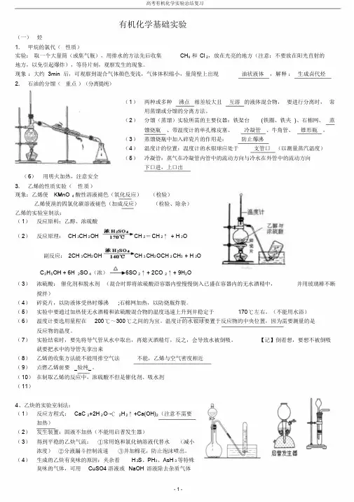 高中有机化学实验总结(含答案版)