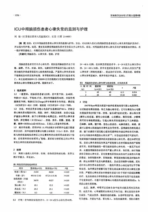 ICU中颅脑损伤患者心律失常的监测与护理