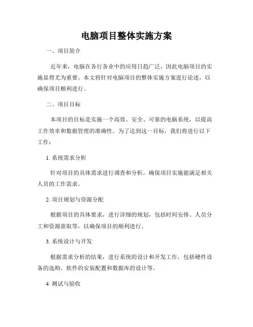电脑项目整体实施方案