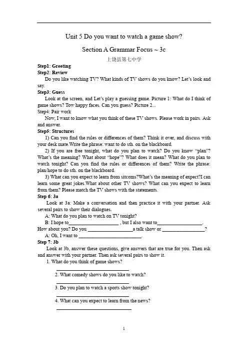 人教版英语八年级上册：Unit5 Section AGrammar Focus _ 3c-教案