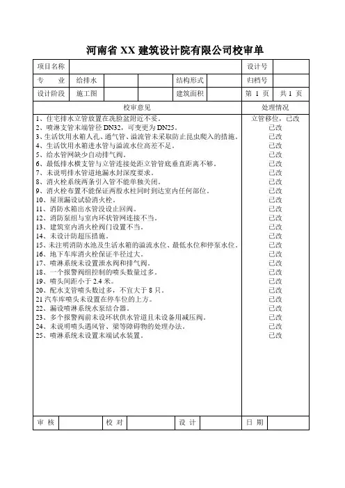 给排水审图意见四十四