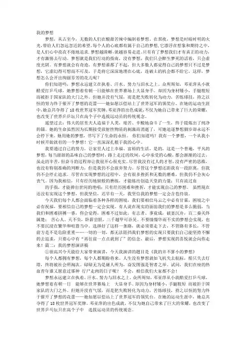 我的梦想演讲稿 2