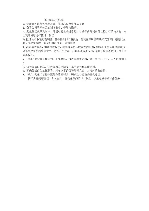 稽核部职责