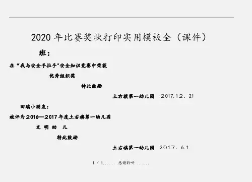 2020年比赛奖状打印实用模板全(课件)