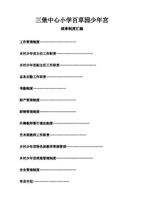 中心小学乡村少年宫规章制度汇编