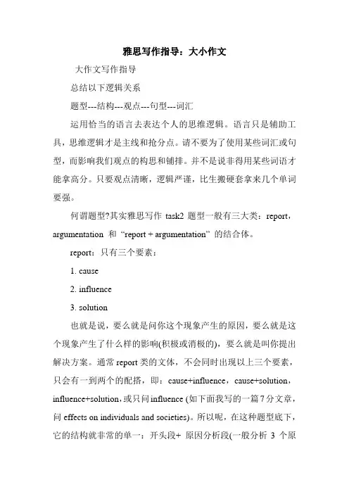 雅思考试写作指导：大小作文指导