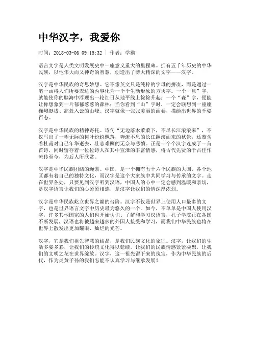 中华汉字,我爱你