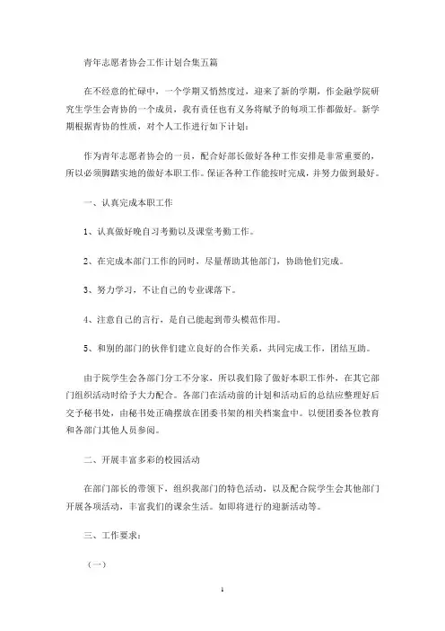 青年志愿者协会工作计划(最新)