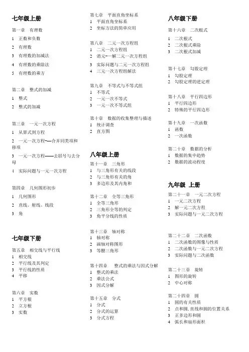 新人教版初中数学大纲