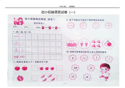 幼小衔接语文试题15套完整版