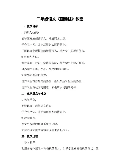 二年级语文《画杨桃》教案