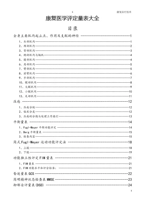 康复医学评定量表大全 2