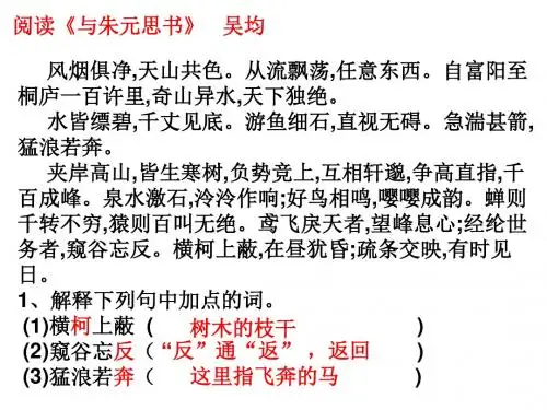 初中语文   第五单元文段阅读(复习)
