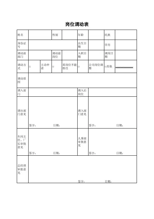 【工具】岗位调动表