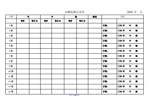 糖尿病血糖记录表-全-Word整理