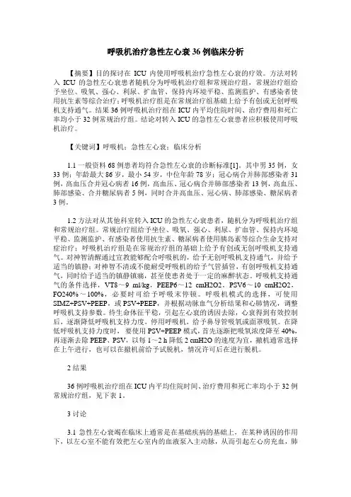 呼吸机治疗急性左心衰36例临床分析