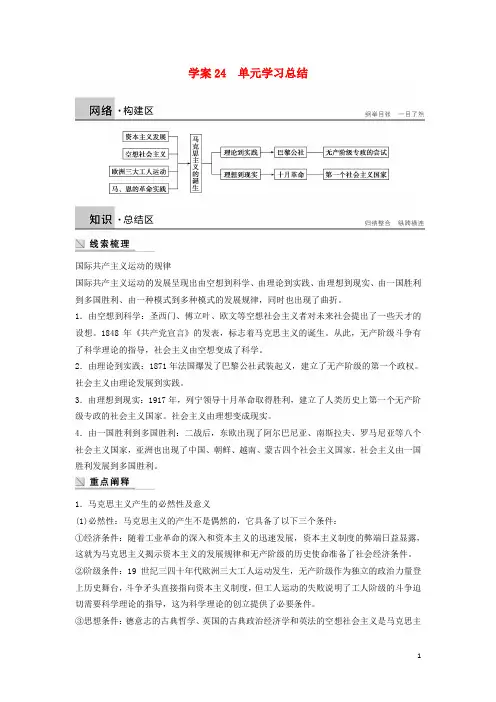 2015-2016高中历史 第五单元 从科学社会主义理论到社会主义制度的建立学案 新人教版必修1