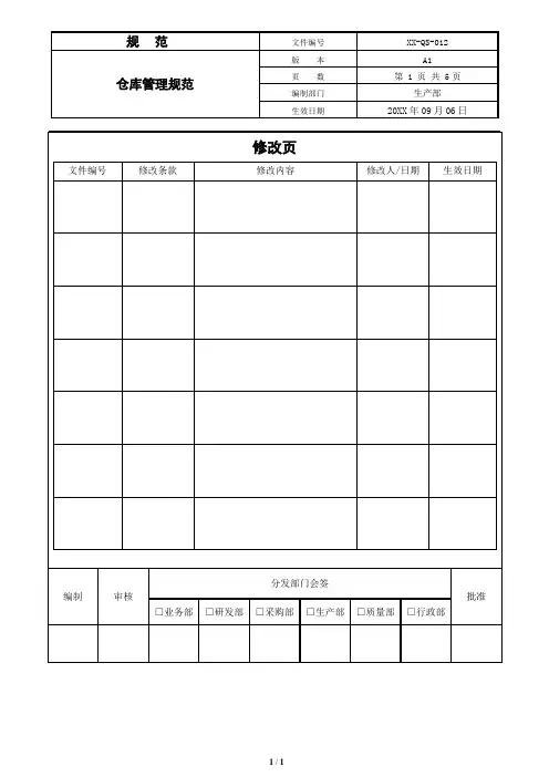 仓库管理规范