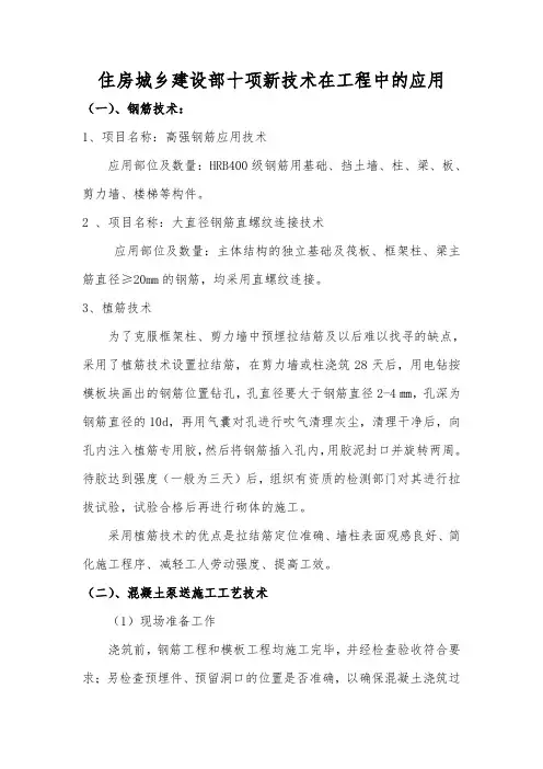 十项新技术的应用