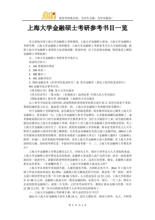 上海大学金融硕士考研参考书目一览