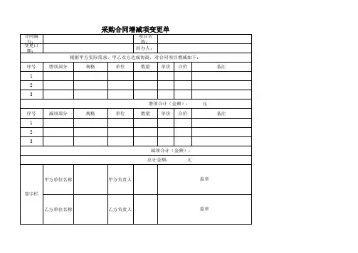 11采购合同增减项变更单