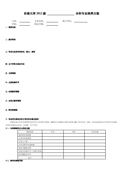 东南大学2012级本科专业培养方案_4